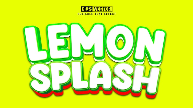 Lemon splash editable 3d efecto de texto editable con fondo