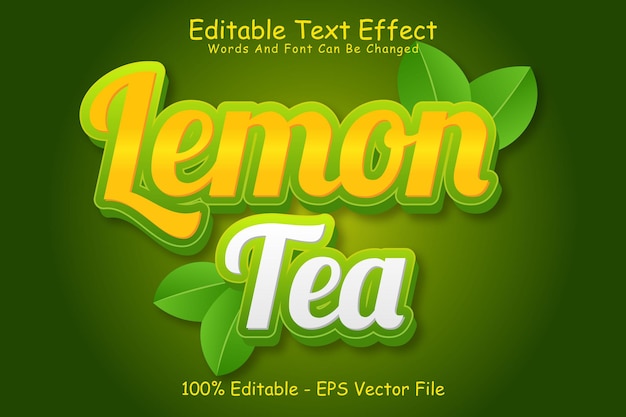 Lemon tea editable text effect 3 dimension relieve estilo moderno