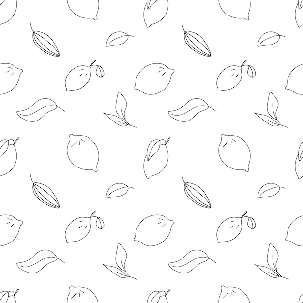 Lemon Vector patrón sin costuras en el estilo doodle