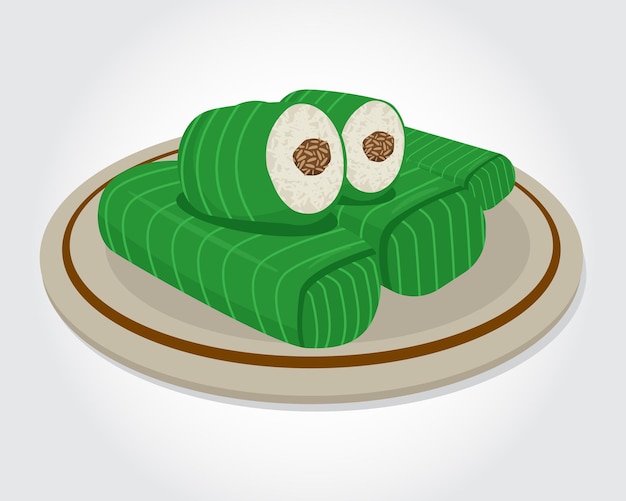 Lemper tradicional indonesio arroz comida javanesa merienda con hoja de plátano