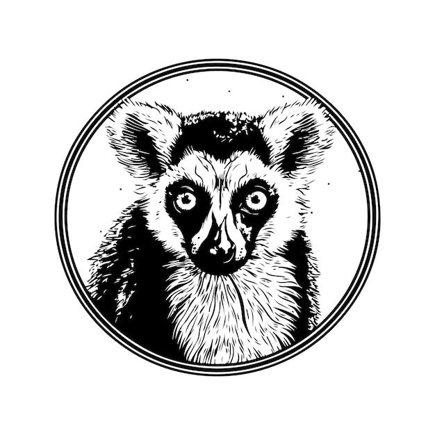 Lemur vintage logo línea arte concepto blanco y negro color dibujado a mano ilustración
