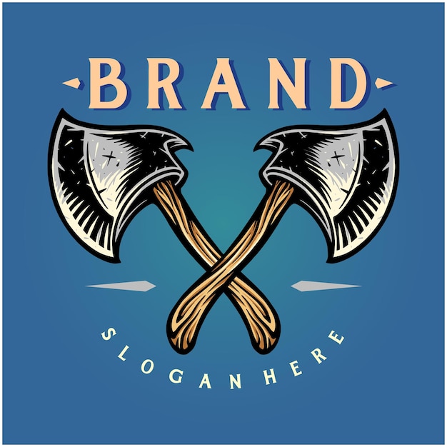 Leñador hacha de madera carpintería Logo ilustraciones
