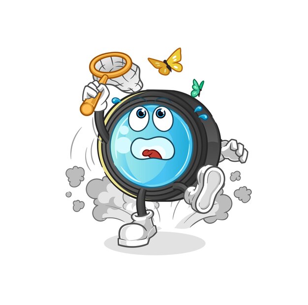 Lente de la cámara captura la ilustración de la mariposa. vector de personaje
