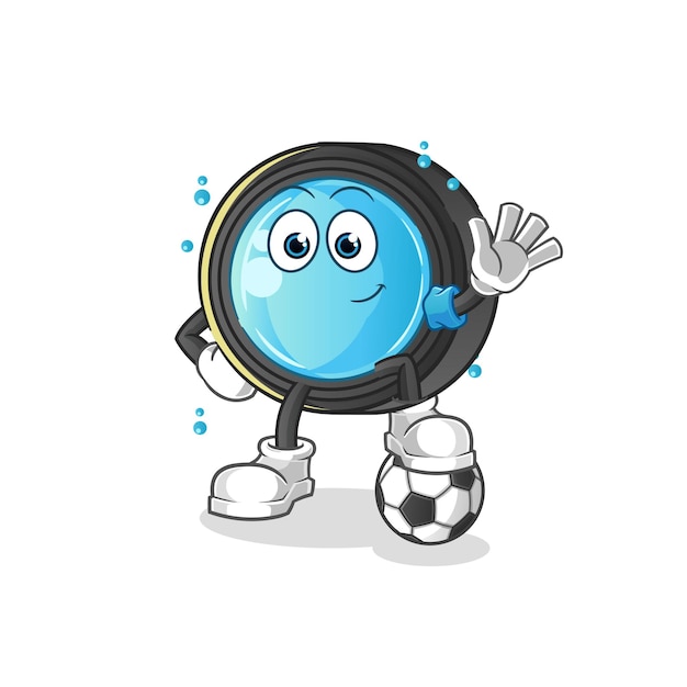 Lente de cámara jugando fútbol ilustración. vector de personaje