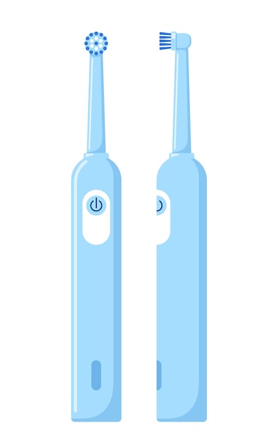 Vector lente de dientes eléctrico de diferentes lados herramienta dental para la higiene bucal ilustración vectorial