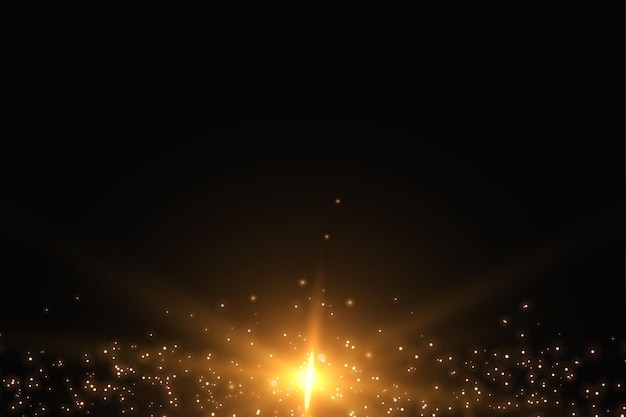 Lente de efecto de luz dorada con fondo negro