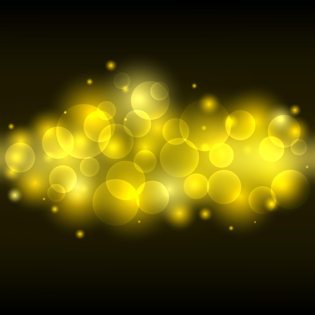 Lente de luz amarilla borrosa con fondo de bokeh dorado