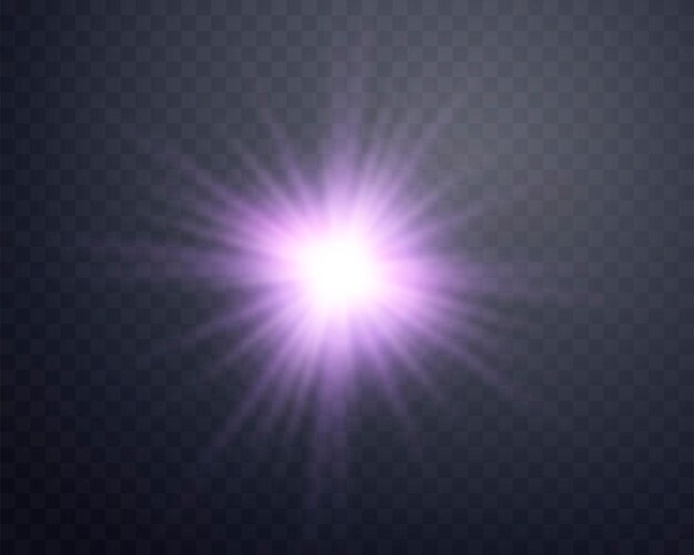Lente de luz solar púrpura destello del sol destello con rayos y focos explosión de ráfaga brillante