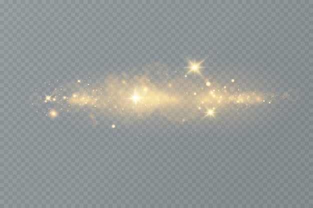 Las lentejuelas doradas brillan con muchas luces. Polvo brillante. Lujoso fondo de partículas doradas.