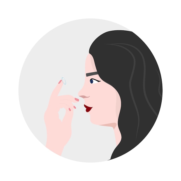 Lentes de contacto con caso de oftalmología oculista