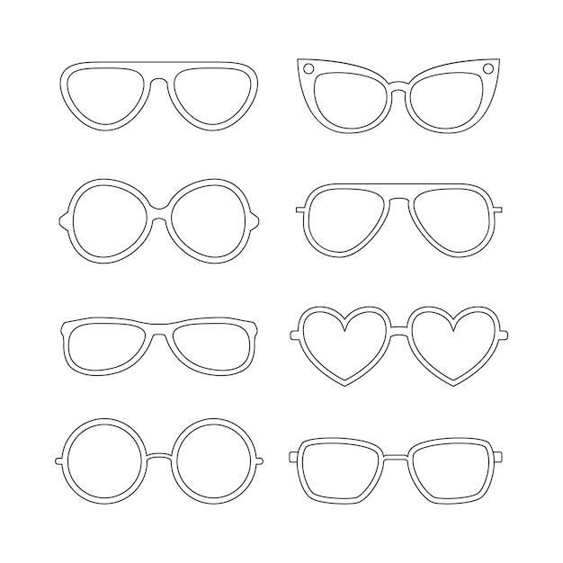 Lentes de sol contorno garabatos objetos vectoriales dibujados a mano