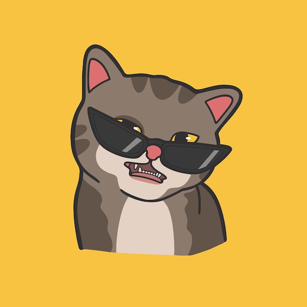 Lentes de sol geniales Tabby Cat Meme Adhesivo camiseta Vector Ilustración muy linda