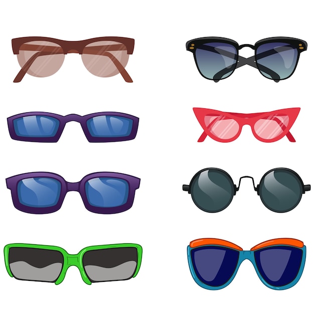 Lentes de sol icono de estilo de dibujos animados símbolo colorido ilustración vectorial