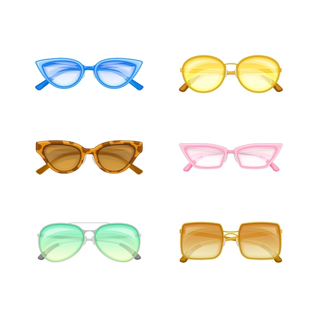 Lentes de sol o gafas de sol en forma de conjunto vectorial de gafas de protección