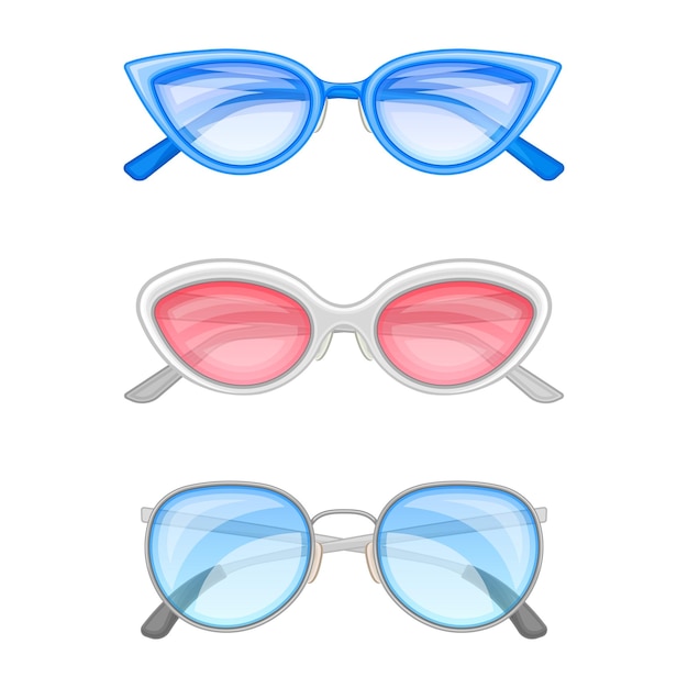 Lentes de sol o gafas de sol en forma de conjunto vectorial de gafas de protección