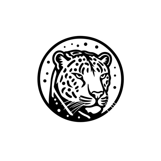 Leo snow pard línea negra y blanca logotipo minimalista