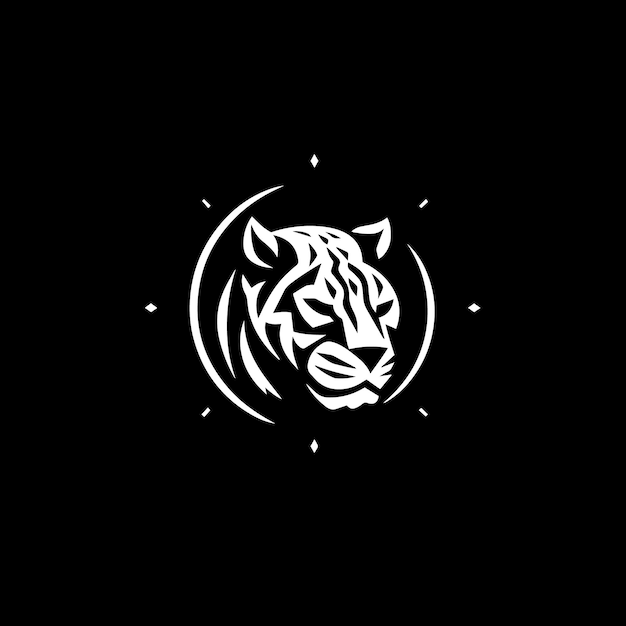 Leo Snow pard línea negra y blanca logotipo minimalista