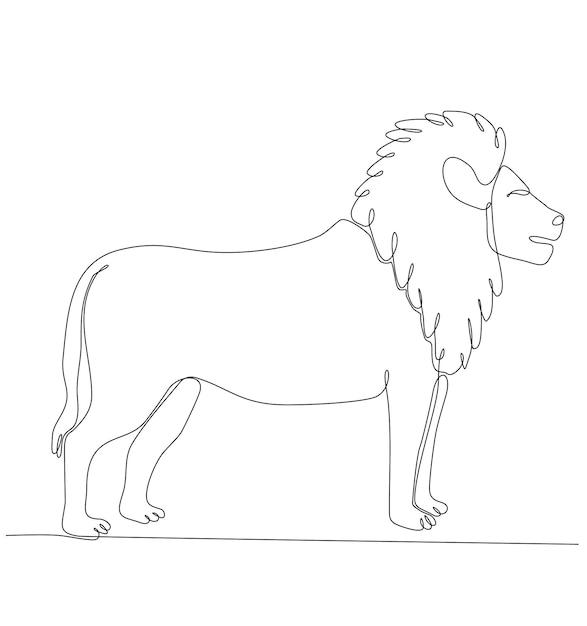 León animal dibujo de línea continua