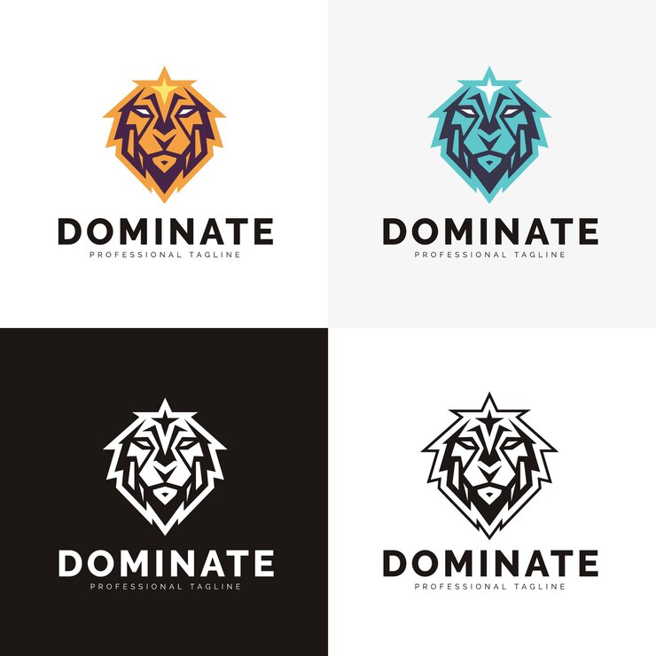 Vector león animal fuerte supremo vector logotipo rey dominante majestuoso logotipo