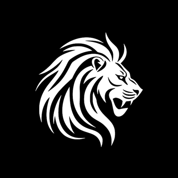 León, blanco y negro, aislado, icono, vector, ilustración