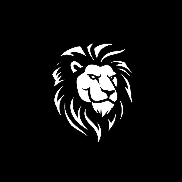 León, blanco y negro, aislado, icono, vector, ilustración