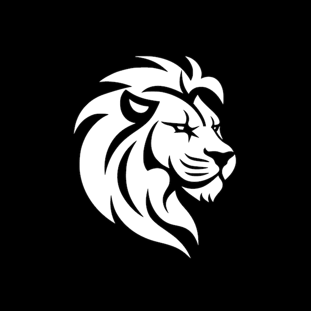León, blanco y negro, aislado, icono, vector, ilustración