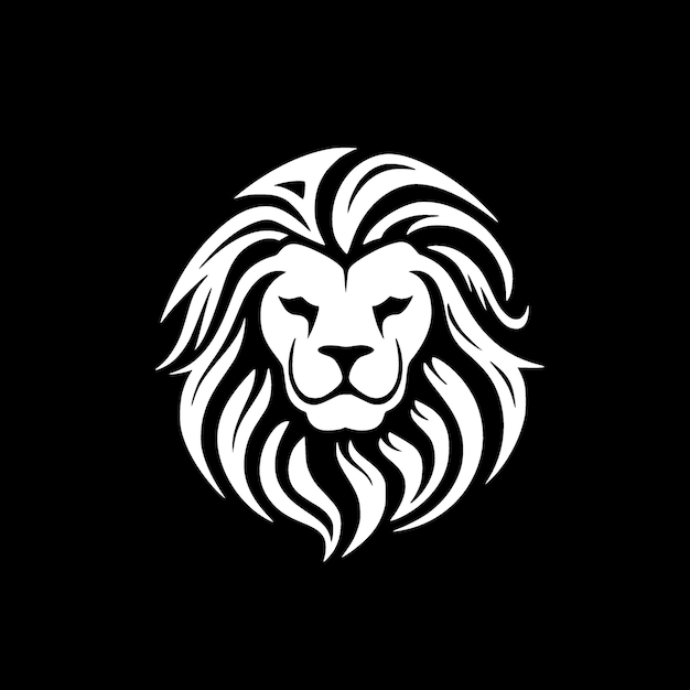 León, blanco y negro, aislado, icono, vector, ilustración