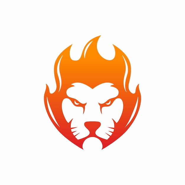 león cabeza fuego logo vector inspiración