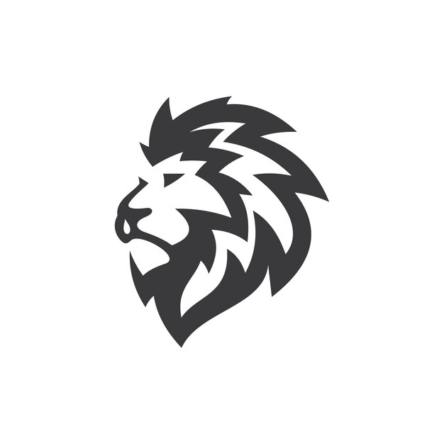 León cabeza pelo melena línea arte vector logo icono en color blanco y negro