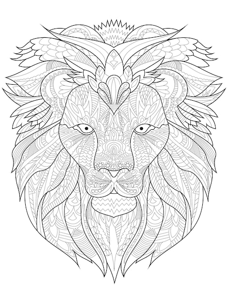 León para colorear vector para adultos