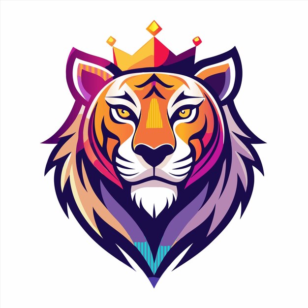un león con una corona en la cabeza