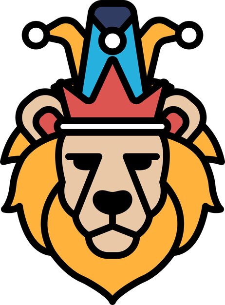 Un león con una corona en la cabeza.