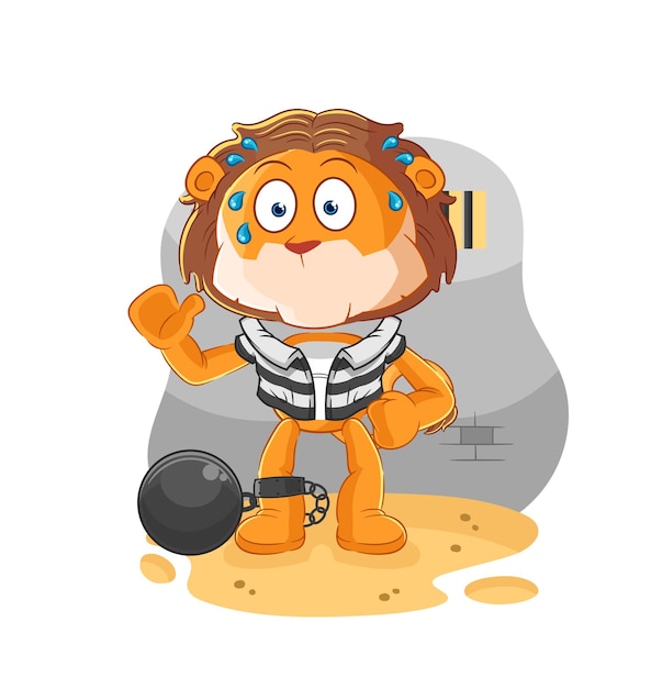 León criminal en la cárcel personaje de dibujos animados