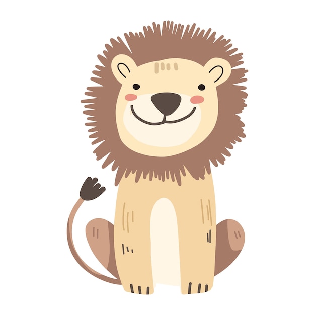 León de dibujos animados con una cara sonriente