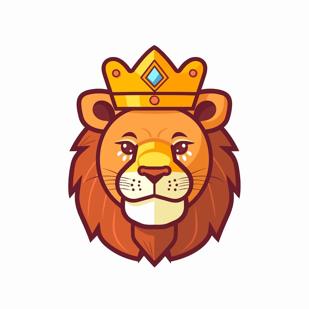 León de dibujos animados con una corona Ilustración vectorial