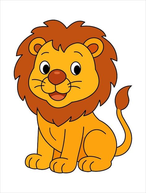 León de dibujos animados lindo aislado sobre fondo blanco León bebé sonriente Ilustración vectorial