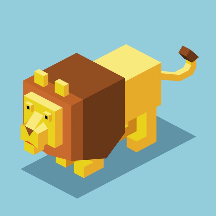 Vector león con diseño isométrico