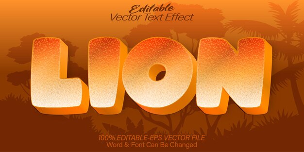 León Efecto de texto vectorial Editable Alfabeto Animales salvajes Gato Zoológico África Safari
