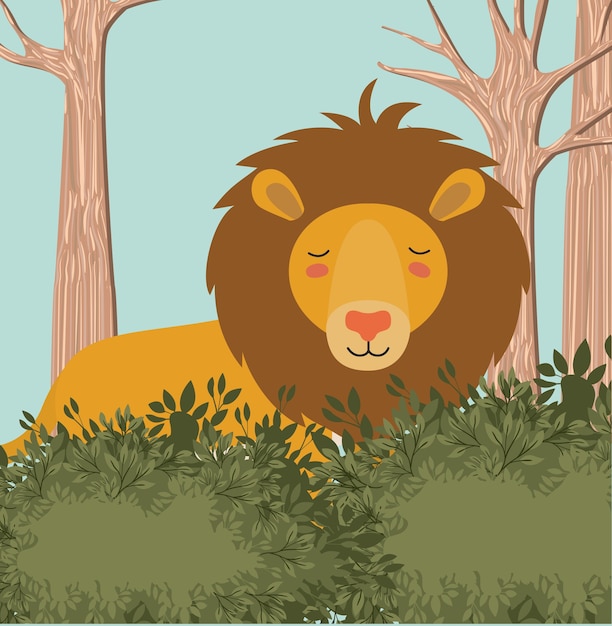 león en la escena de la jungla