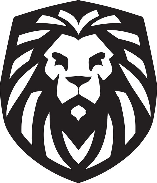 León con escudo y lanza militar Vector Icon Set