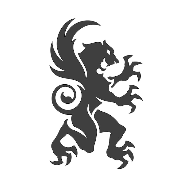 León heráldico aislado en el icono de vector de fondo blanco en estilo retro Se puede utilizar para el logotipo de la cresta o insignia heráldica