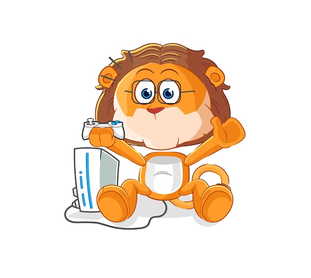 León jugando videojuegos personaje de dibujos animados