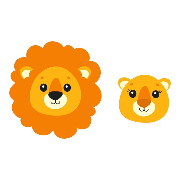 León lindo Animal salvaje Personaje de dibujos animados Elemento de diseño Plantilla para su diseño libros pegatinas tarjetas