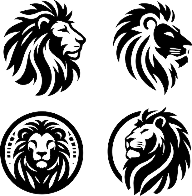 León logo concepto vector ilustración color negro 3