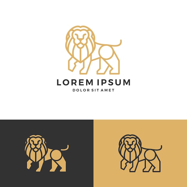 León logo vector icon línea arte descargar esquema