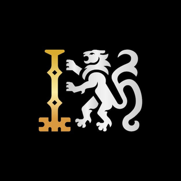 León con logotipo de llave de estado