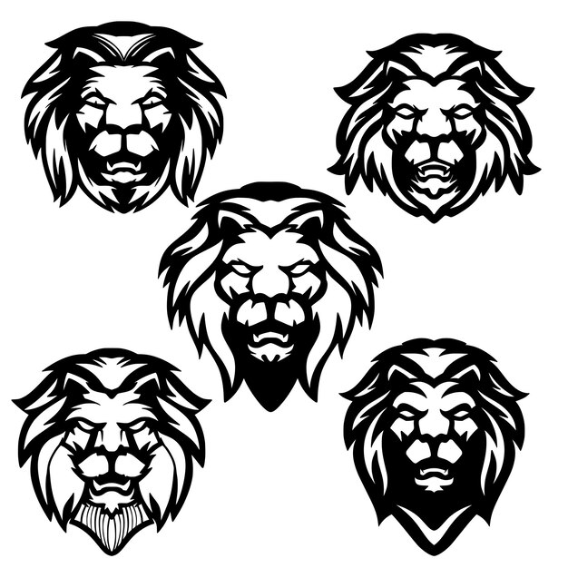 León mascota logo arte vector conjunto