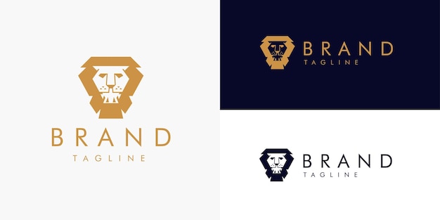 León de oro geométrico plantilla de vector de diseño de logotipo moderno elegante para empresa comercial de marca