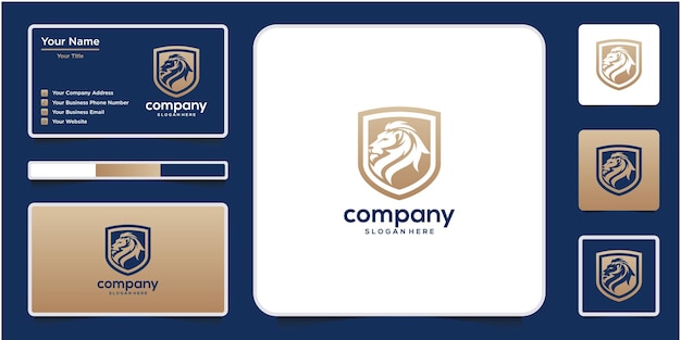 león oro lujo escudo logo diseño inspiración