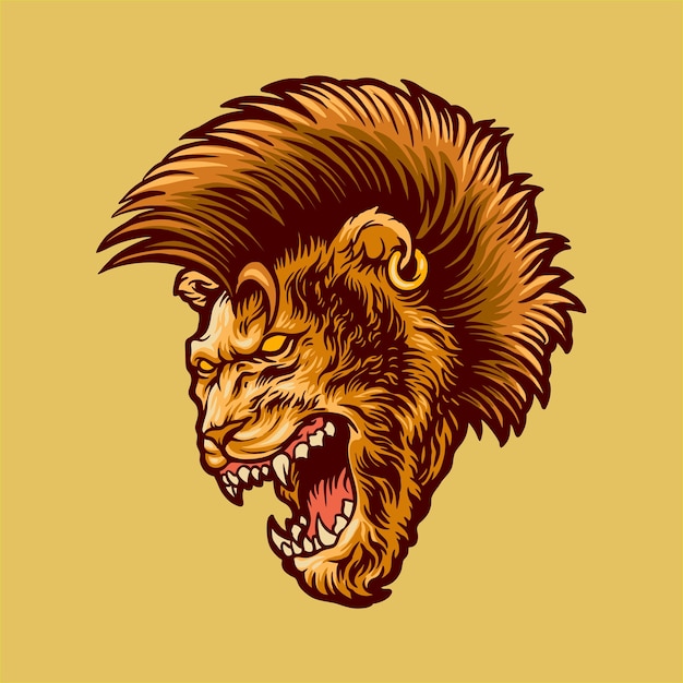 Vector león con pelo mohawk